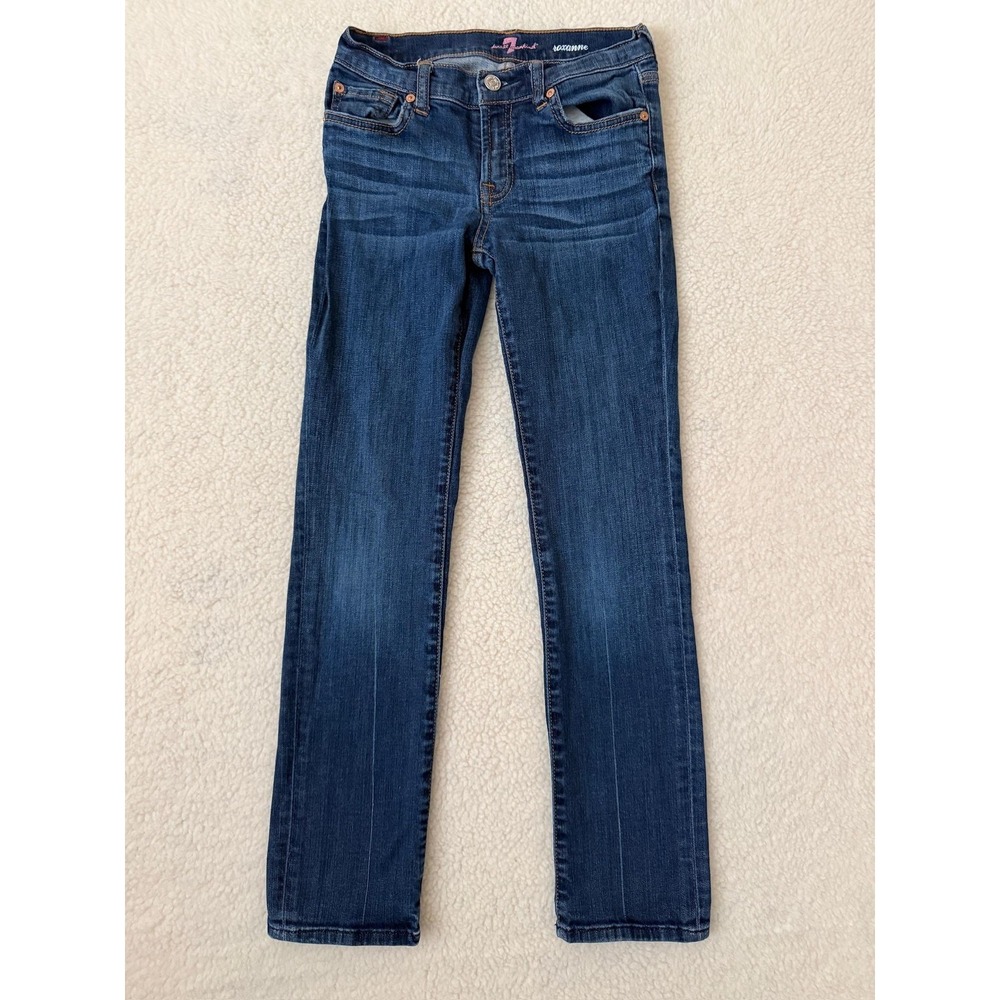 7 For All Mankind Roxanne Jeans Girls 10 Blue Slim Straight Leg Stretch Denim
